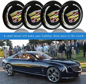 img 3 attached to 🏎️ Premium 65mm Cadillac Car Wheel Center Caps with Logo Decals - Includes Key Chain and Tire Valve Stem Caps (9PCS)