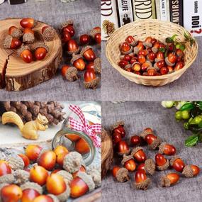 img 2 attached to 🌰 Yarssir Craft Желуди: 100 искусственных декоративных желудей для домашнего декора, вечеринок, свадеб - рождественские и благодарственные фестивали, 2 цвета (100 штук)