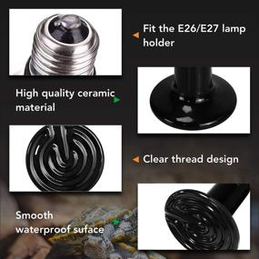 img 3 attached to 🔥 100W Ceramic Heat Emitter Reptile Heat Lamp Bulb for Pet Amphibians & Chicken Incubation - No Light Emitting, Brooder Coop Heater (1 Pack/2 Pack) with Thermometer - Black & White