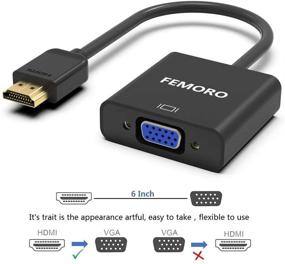 img 3 attached to Адаптер-переходник HDMI в VGA FEMORO 1080P - идеально подходит для ПК, ноутбука, DVD, проектора, ультрабука, Raspberry Pi, Chromebook - черный.