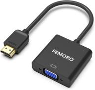 адаптер-переходник hdmi в vga femoro 1080p - идеально подходит для пк, ноутбука, dvd, проектора, ультрабука, raspberry pi, chromebook - черный. логотип