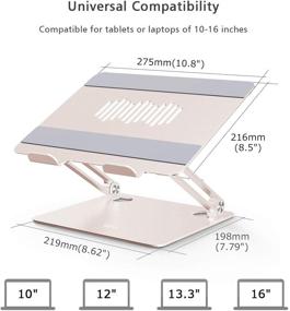 img 2 attached to 🔥 EPN Ergonomic Aluminum Alloy Laptop Stand for Desk - Adjustable Height Notebook Riser for MacBook Pro, Dell, HP, Lenovo, Samsung & More 9-16" Laptops (Gold)