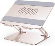 🔥 epn ergonomic aluminum alloy laptop stand for desk - adjustable height notebook riser for macbook pro, dell, hp, lenovo, samsung & more 9-16" laptops (gold) logo