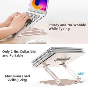 img 1 attached to 🔥 EPN Ergonomic Aluminum Alloy Laptop Stand for Desk - Adjustable Height Notebook Riser for MacBook Pro, Dell, HP, Lenovo, Samsung & More 9-16" Laptops (Gold)