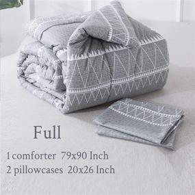 img 3 attached to 🛏️ Litanika Grey Boho Comforter Set: Geometric Triangle Striped Full Size Bedding, 3-Piece - Includes 1 Comforter and 2 Pillowcases - Aztec Soft Microfiber Down Alternative