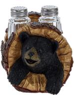 🐻 rustic black bear salt and pepper shakers - log-shaped glass seasonings set for wilderness home decor and table enhancements - salt and pepper table set logo