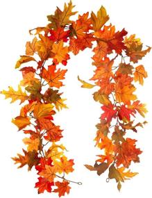 img 4 attached to Whaline Artificial Autumn Maple Leaves Garland - Festive Fall Hanging Plant for Home, Garden, and More!