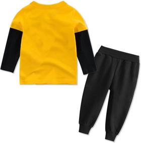 img 3 attached to 👕 Adorable Little Boys Clothes Set: 2-Piece Casual Outfit with Long Sleeve Dinosaur T-Shirt & French Terry Pants