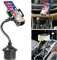 universal cup phone holder for car: adjustable mount for 📱 iphone xs/xr/8, galaxy s10/note 9, google pixel, and more – black logo