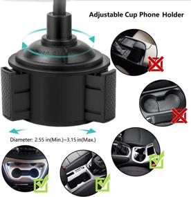 img 1 attached to Universal Cup Phone Holder for Car: Adjustable Mount for 📱 iPhone XS/XR/8, Galaxy S10/Note 9, Google Pixel, and More – Black