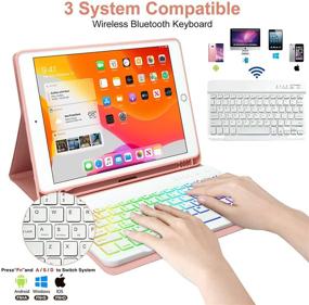 img 1 attached to 🎹 Keyboard Case for iPad 9th Gen 10.2" 2021/(8th Gen) 2020/(7th Gen) 2019 - 7 Colors Backlit, iPad Air 3 10.5" (3rd Gen)/iPad Pro 10.5" Compatible, Pencil Holder, Champagne