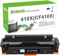 🖨️ premium aztech toner cartridge: hp 410x cf410x 410a cf410a compatible replacement - high-quality ink for color pro mfp m477fdw m477fnw m477fdn m452dn m452dw m452nw m377dw printer (black, 1-pack) logo