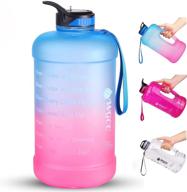 🍶 wgcc one gallon water bottle with straw (128oz) - leakproof bpa free motivational water bottle with time marker - reusable large water jug for fitness/gym/workouts - gradient design logo