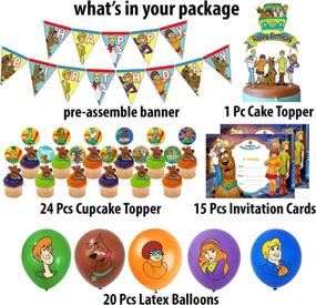 img 3 attached to 🎉 Scooby Doo Nelton Party Supplies - Banner, Cake Topper, 24 Cupcake Toppers, 20 Balloons, 15 Invitation Cards