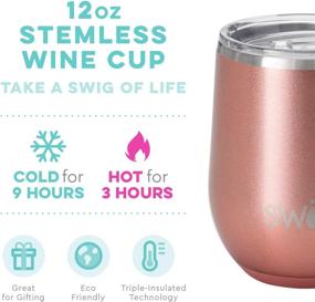 img 3 attached to 🍷 Swig Life Rose Gold Wine Tumbler: 12oz Stainless Steel, Dishwasher Safe & Portable