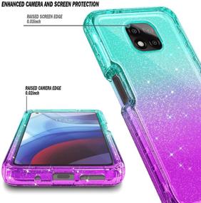 img 3 attached to NZND Case for Motorola Moto G Power 2021 with Built-in Screen Protector - Full-Body Protective Shockproof Rugged Bumper Cover - Impact Resistant Durable Phone Case (Glitter Aqua/Purple)