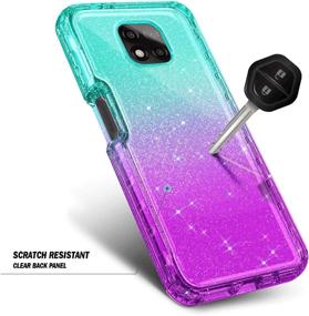 img 1 attached to NZND Case for Motorola Moto G Power 2021 with Built-in Screen Protector - Full-Body Protective Shockproof Rugged Bumper Cover - Impact Resistant Durable Phone Case (Glitter Aqua/Purple)