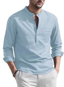 img 4 attached to 👕 COOFANDY Хлопковая рубашка для мужчин с коротким рукавом Henley Casual: идеальное сочетание стиля и комфорта