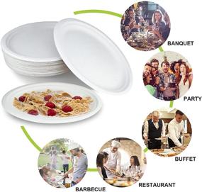 img 1 attached to 🍽️ BangShou 12" Large Oval Paper Plates – Compostable Bagasse Fiber Disposable Heavy Duty White Plates, 30-Pack