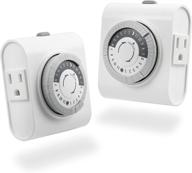 🕒 convenient & reliable ge 24-hour heavy duty indoor plug-in mechanical timer 2 pack - ideal for lamps, holiday decorations, seasonal lighting - 2 grounded outlets, 30 minute intervals, daily on/off cycle - gray/white, 2 count логотип