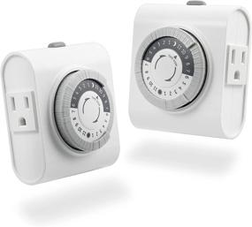 img 4 attached to 🕒 Convenient & Reliable GE 24-Hour Heavy Duty Indoor Plug-in Mechanical Timer 2 Pack - Ideal for Lamps, Holiday Decorations, Seasonal Lighting - 2 Grounded Outlets, 30 Minute Intervals, Daily On/Off Cycle - Gray/White, 2 Count