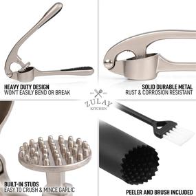 img 1 attached to 🧄 Zulay Professional Grade Garlic Press and Peeler Set – Easy Squeeze, Rustproof Mincer with Silicone Peeler & Brush