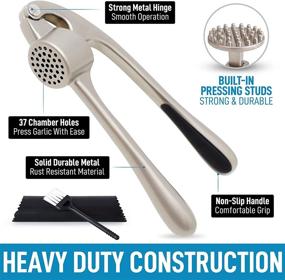 img 3 attached to 🧄 Zulay Professional Grade Garlic Press and Peeler Set – Easy Squeeze, Rustproof Mincer with Silicone Peeler & Brush