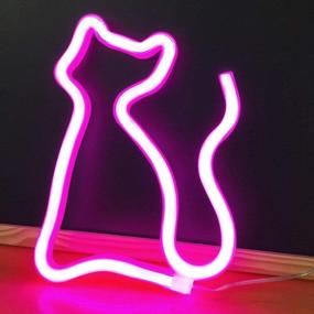 img 1 attached to 🐱 Neon Cat Signs – Vibrant Bedroom Wall Decor LED Signs | Battery or USB Powered Acrylic Neon Light Sign for Christmas, Birthday, Party | Living Room, Girls, Kids Room Decoration in Pink