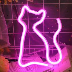 img 2 attached to 🐱 Neon Cat Signs – Vibrant Bedroom Wall Decor LED Signs | Battery or USB Powered Acrylic Neon Light Sign for Christmas, Birthday, Party | Living Room, Girls, Kids Room Decoration in Pink