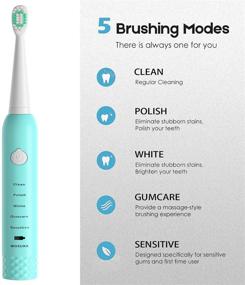 img 3 attached to 🦷 Sonic Electric Toothbrushes for Kids and Adults: 5 Modes with Smart Timer, USB Charging Rechargeable & Waterproof – Dentists Recommend Power Toothbrush; Includes 4 Replacement Brush Heads!