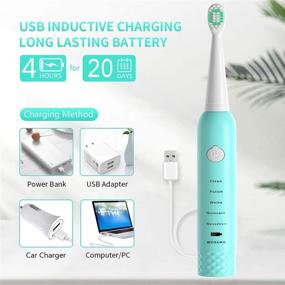 img 1 attached to 🦷 Sonic Electric Toothbrushes for Kids and Adults: 5 Modes with Smart Timer, USB Charging Rechargeable & Waterproof – Dentists Recommend Power Toothbrush; Includes 4 Replacement Brush Heads!