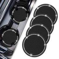 🚗 toovren bling car coasters - 4 pack rhinestone car accessories for cup holders logo