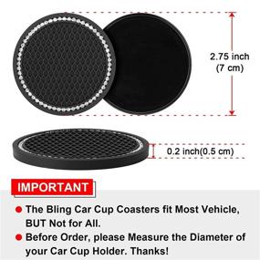 img 3 attached to 🚗 TOOVREN Bling Car Coasters - 4 Pack Rhinestone Car Accessories for Cup Holders