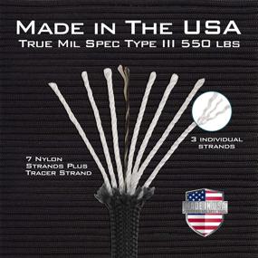 img 2 attached to Premium True Mil Spec 5040 Type III Paracord - Made in USA, Military Grade with 550 lbs Breaking Strength, 7 Twisted Nylon Strands + Tracer Strand, UV Resistant & Color Fast