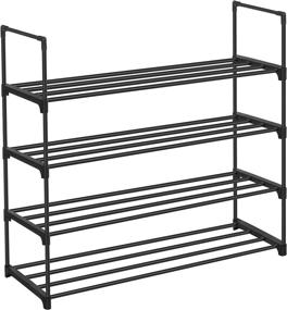 img 4 attached to SONGMICS Black Shoe Rack - 4-Tier Shoe Organizer, Stackable Shoe Tower for Living Room, Entryway - Holds up to 20 Pairs of Shoes (ULSA14BK)