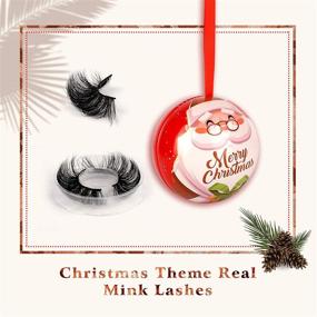 img 2 attached to 🎄 Yawamica 25MM Christmas Theme Faux Mink Strip Eyelashes - Fluffy Long Volume False Eyelashes, Real Mink Lashes, Ornament Lashes - 1 Pair, Gifts for Women