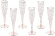 🥂 plastic champagne flutes - gold glitter, classicware, glass-like, perfect for wedding parties & toasting - quantity 30 per box logo
