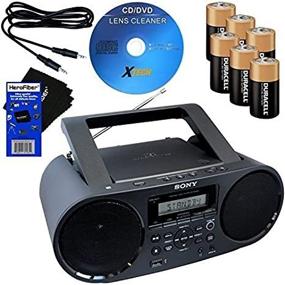 img 4 attached to 🎵 Sony Stereo with NFC Technology CD/Cassette Combo Boombox Home Audio Radio, Am/Fm Tuner, Black (CFDS70BLK) - Kit Includes 6 Batteries, Xtech Cleaner, Auxiliary Cable, and HeroFiber Cleaning Cloth