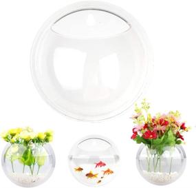 img 3 attached to GREENWISH 2Pack 5.9'' Wall Mounted Clear Acrylic Round Fish Tank Flower Pot Vase: Beautiful Wall Hanging Mount Fish Bowl Aquarium Decorative Plant Pot Hanging Hydroponic Pot