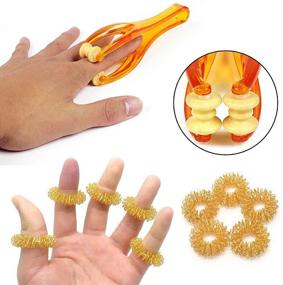 img 3 attached to 👐 Hand Massage Set: 2 Pcs Finger Roller Massager & 5 Pcs Acupressure Massage Rings for Relieving Stress, Improving Blood Circulation