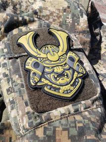 img 2 attached to Optimized PVC Morale Patch 5 inches Tall - Ronin Samurai Mask for Tactical Gear with Hook and Loop Backing