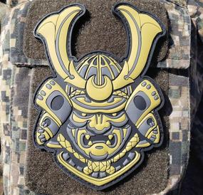 img 3 attached to Optimized PVC Morale Patch 5 inches Tall - Ronin Samurai Mask for Tactical Gear with Hook and Loop Backing