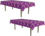 🎉 beistle lattice tablecover: purple/gold, 2-piece set, 54" x 108" – find the perfect party decor! logo