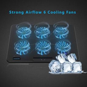 img 1 attached to 🖥️ Liangstar Laptop Cooling Pad: 6 Quiet Fans, 12-17 Inch Notebook Gaming, Adjustable Stand, USB Port & Phone Holder - Black