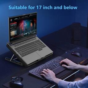 img 2 attached to 🖥️ Liangstar Laptop Cooling Pad: 6 Quiet Fans, 12-17 Inch Notebook Gaming, Adjustable Stand, USB Port & Phone Holder - Black