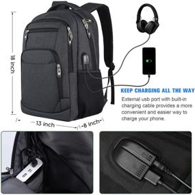 img 3 attached to 🎒 Рюкзак для мужчин с портом для зарядки USB, подходит для ноутбука 15,6 дюймов - идеально для школы, колледжа, бизнеса.