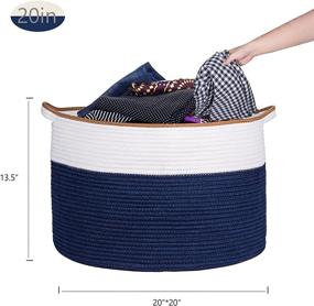 img 3 attached to 🧺 FREESKY Cotton Rope Woven Basket - XXL Size 20x20x13.5 - Storage, Laundry & Organization (Blue)