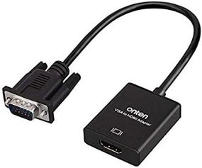 img 1 attached to 💻 Адаптер VGA к HDMI 1080P (мужской к женскому) от Onten - идеально подходит для компьютера, настольного ПК, ноутбука, монитора, проектора, телевизора - в комплект входит аудио-кабель и USB-кабель (черный)