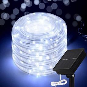 img 4 attached to 🔆 Solar Rope Light 33FT 100L IP65 Waterproof Outdoor LED Copper Fairy String Tube Lights for Party Garden Yard Home Wedding Christmas Halloween Holiday Decoration Lighting in Cool White