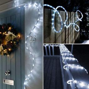 img 2 attached to 🔆 Solar Rope Light 33FT 100L IP65 Waterproof Outdoor LED Copper Fairy String Tube Lights for Party Garden Yard Home Wedding Christmas Halloween Holiday Decoration Lighting in Cool White